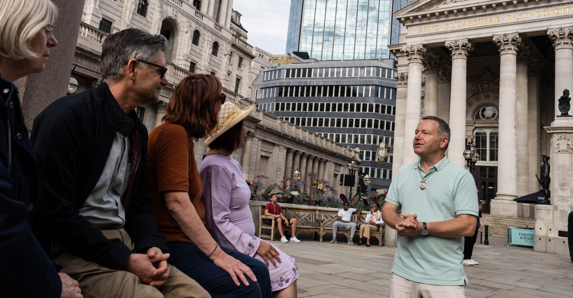 What's On - Guy F at Royal Exchange - walking guide talking to an audience