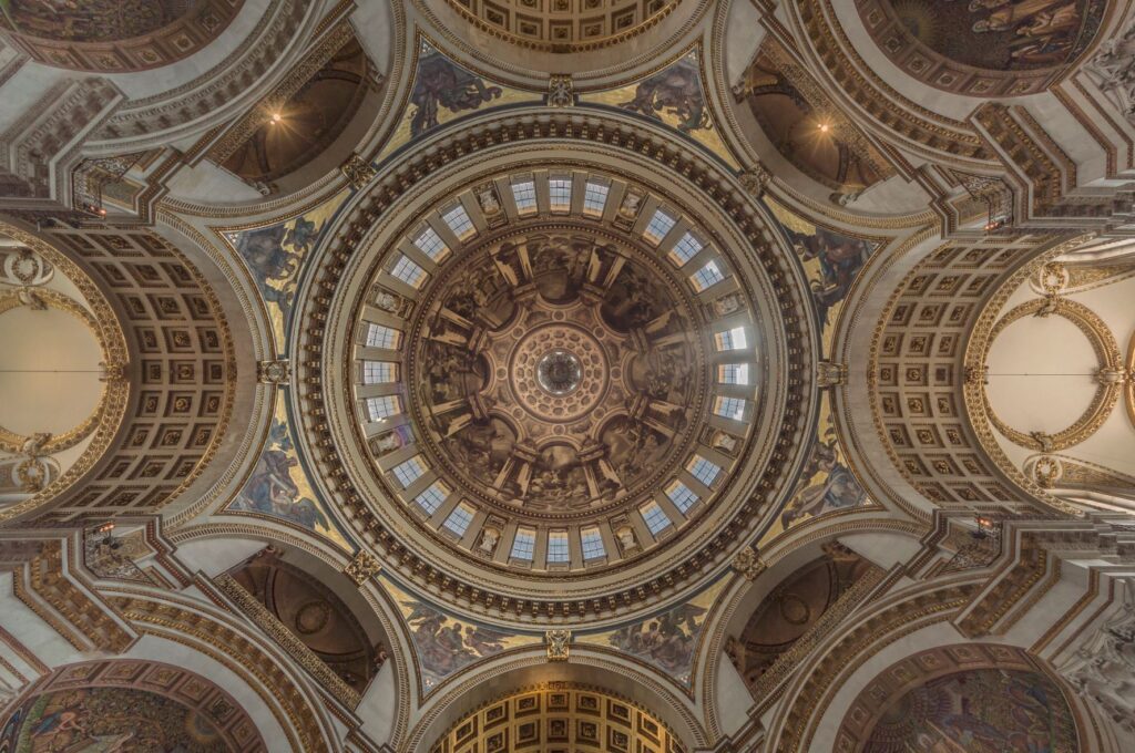 Art in the City of London - St Paul's Cathedral - view from inside of the the domed ceiling 