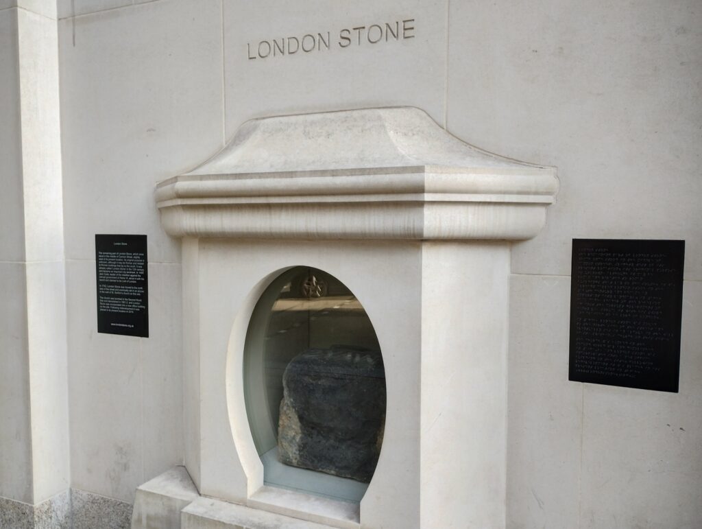 The ancient London Stone in it's new protective case.