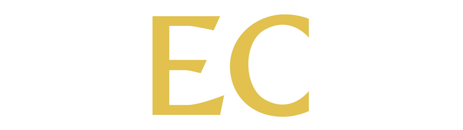 Large gold letters E and C, logo for EC Bid.