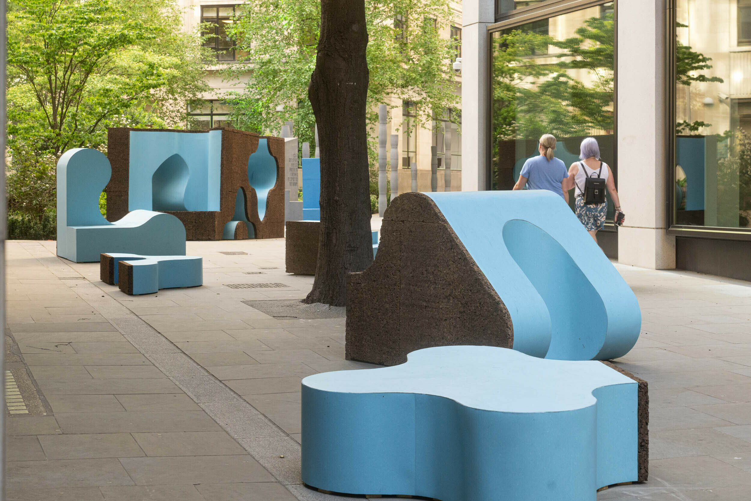 Blue and Grey outdoor sculptures - the Urban Playground