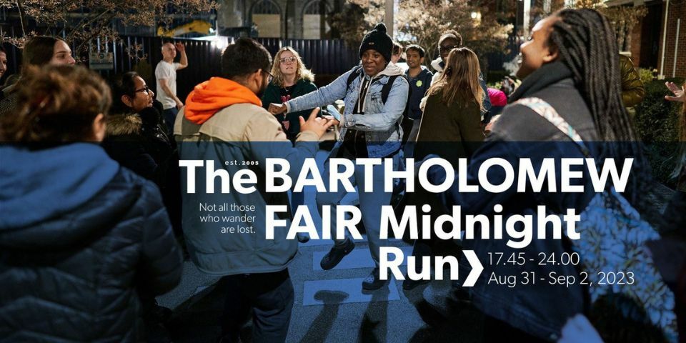 text reads the bartholomew fair midnight run