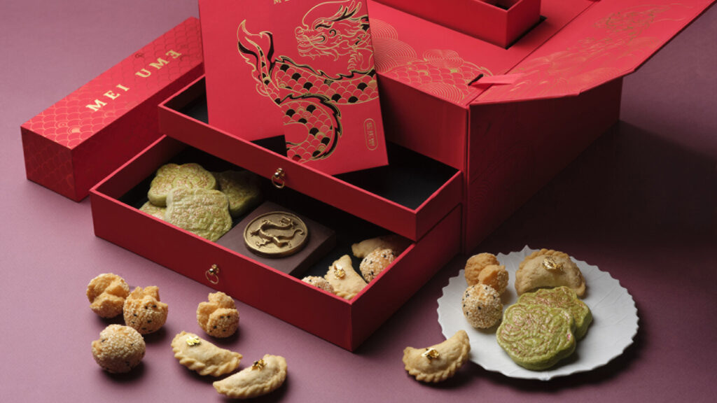 Red box and treats for Chinese New year