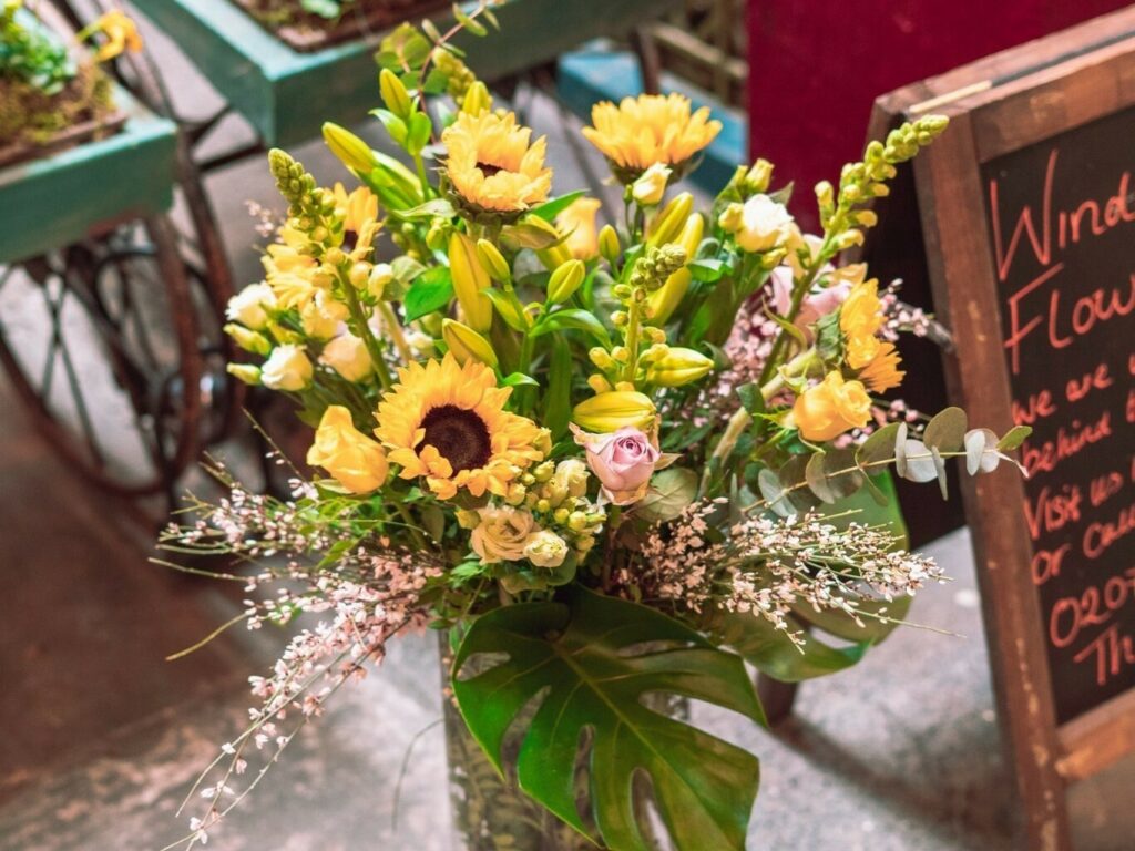 Bouquet of flowers in a vase.