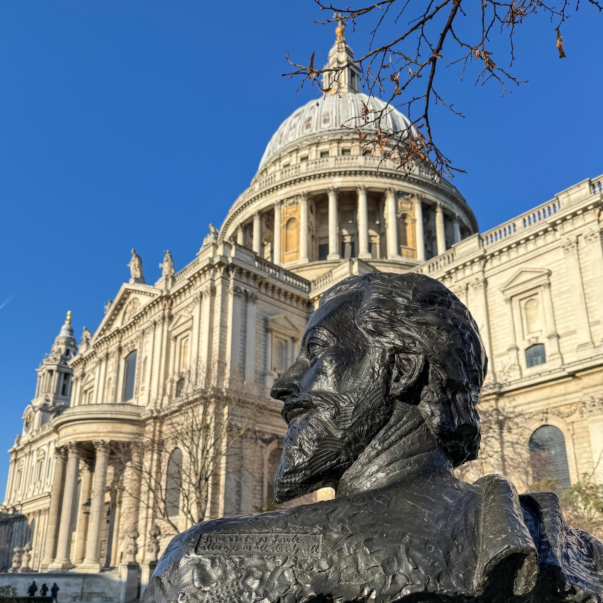 Statue of writer John Donne, in front of St Paul's Cathedral.