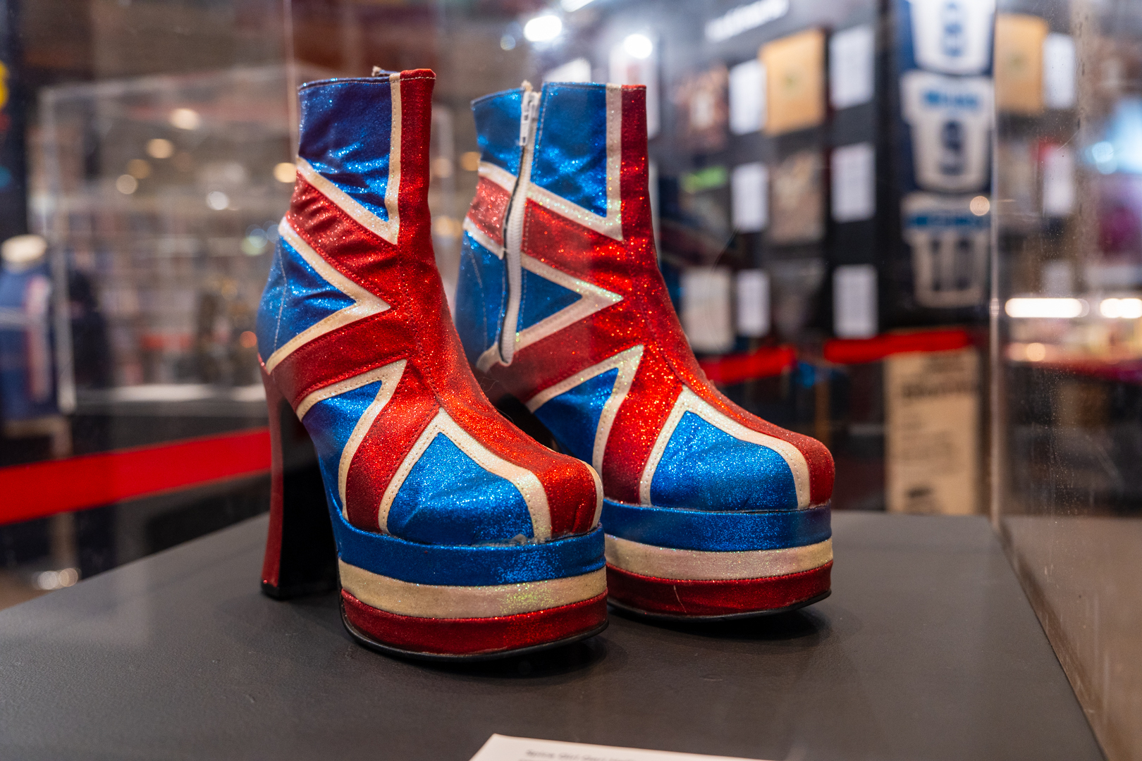 A photo of Union Jack decorated platform boots
