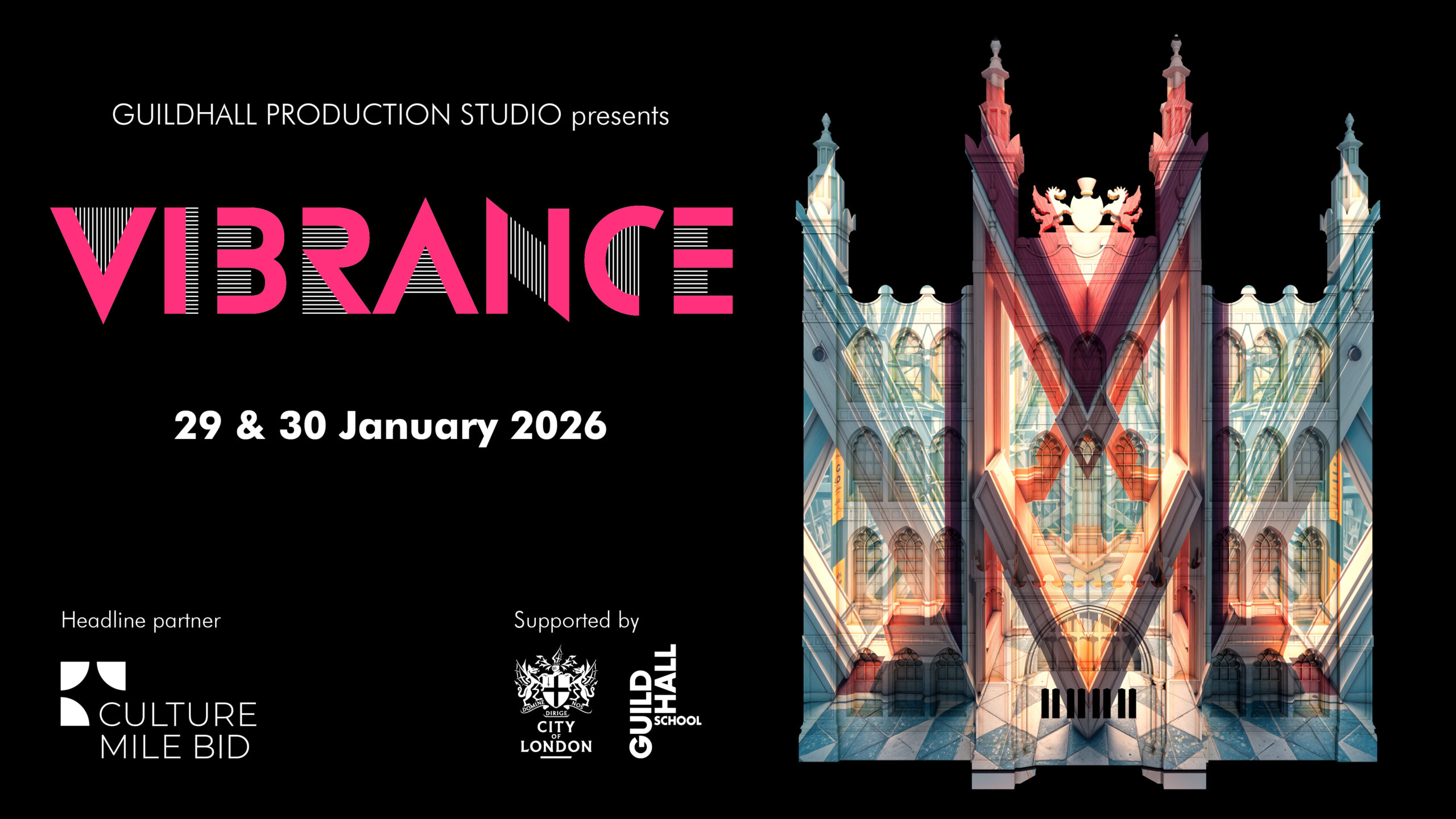 Promotional poster for Vibrance, a new free festival of light and sound, is coming to the City of London in January 2026