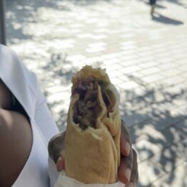 Bitten into kebab wrap