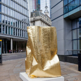 A large golden metallic structure